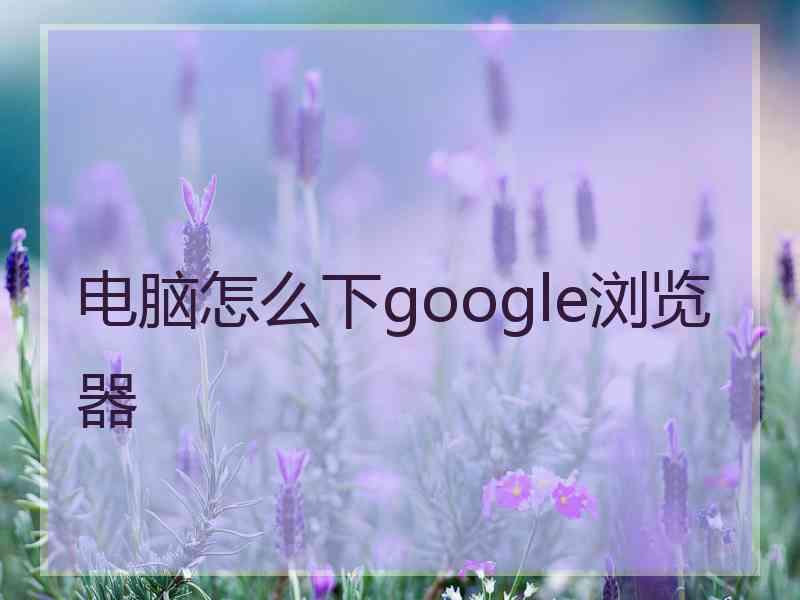 电脑怎么下google浏览器